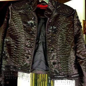 PRICE REDUCED!!!  Etincelle sequin jacket with beaded fringe.